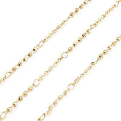 Brass Cube Beaded Link Chains