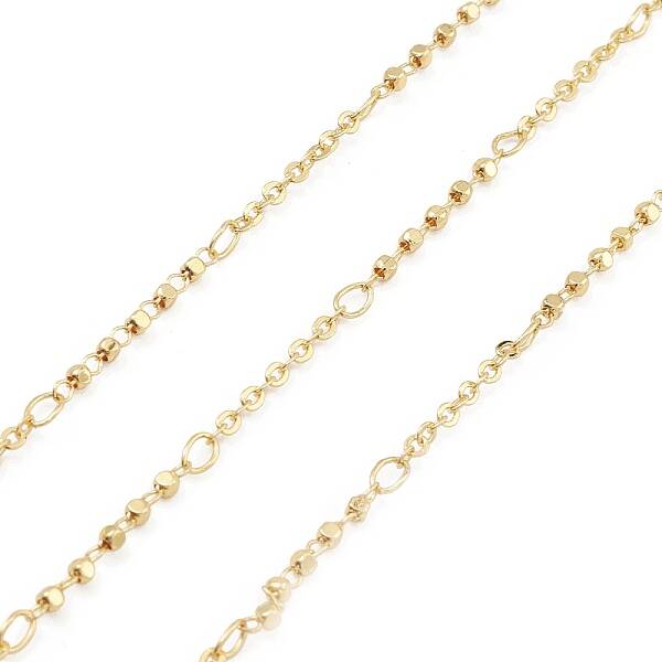 Brass Cube Beaded Link Chains