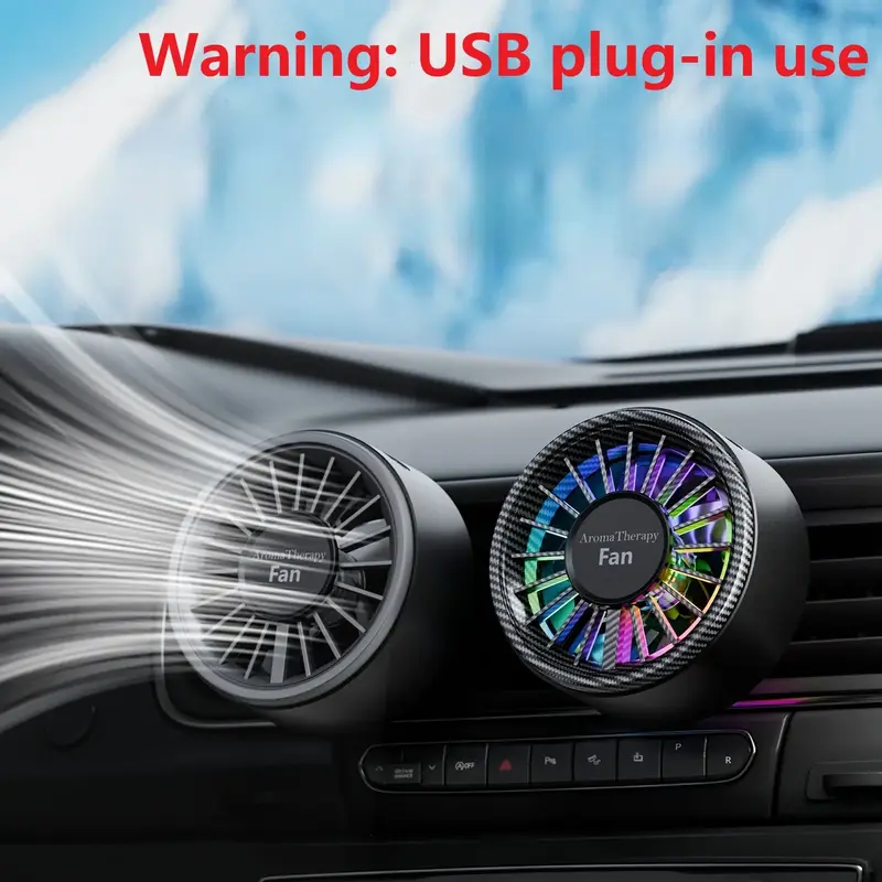 USB Car Air Fan, Mini Ac with 360-Degree Rotation, Strong Wind Power, Easy Clip Installation, Suitable for Dashboard & Outdoo...