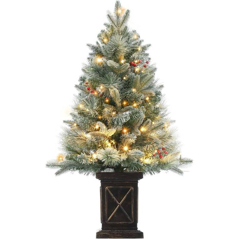 Garvee 3ft Pre-Lit Artificial Christmas Tree with 78 LED Lights, Battery Operated Timer, Snowflake & Berry Decor, Sturdy Base...