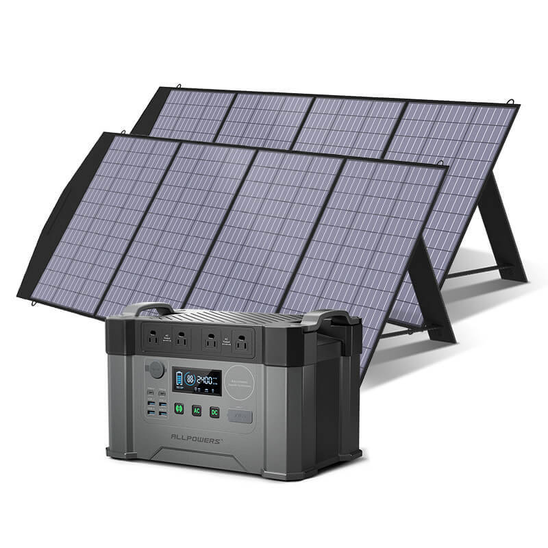 ALLPOWERS S2000 Pro 2400W Solar Generator (PV 200W) S2000 PRO+2PCS SP033 200W Solar Panel