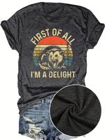 Women's Letter Print Round Neck Tee, Casual Short Sleeve Crew Neck T-shirt for Daily Wear, Ladies Clothes for All Seasons, T ...