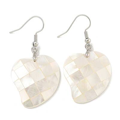 Rack Plating Brass Natural White Shell Dangle Earrings