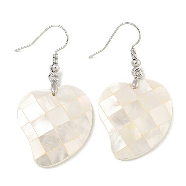 Rack Plating Brass Natural White Shell Dangle Earrings