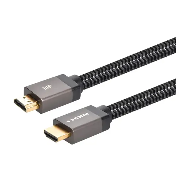 44327 Monoprice 8K Certified Ultra High Speed HDMI Cable Braided 8K-60Hz 4K-120Hz 48Gbps HDR VRR CL2 In-Wall Rated 20ft Black