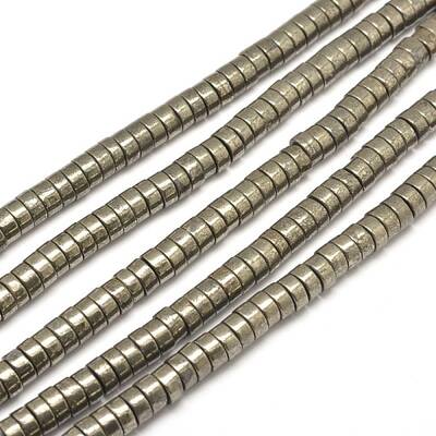 Flat Round/Disc Natural Pyrite Beads Strands