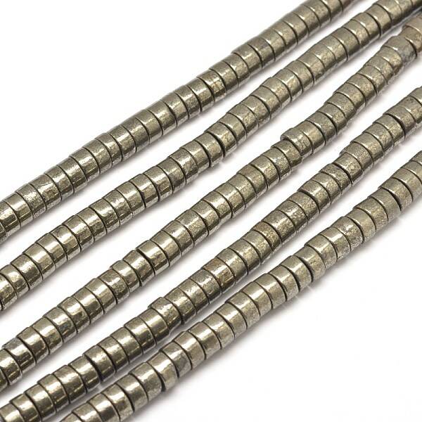Flat Round/Disc Natural Pyrite Beads Strands