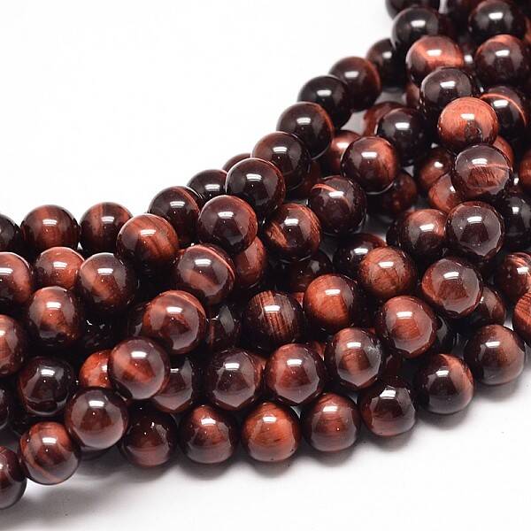 Natural Red Tiger Eye Round Bead Strands