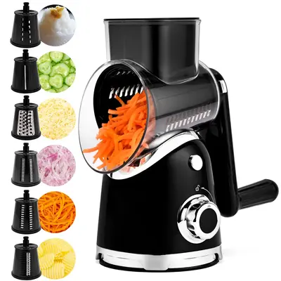 SUSTEAS Rotary Vegetable Chopper - 6 Blades, Suction Base, Handle, Bonus Blade Organizer, Kitchen Slicer, Practical Mother's ...