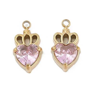 304 Stainless Steel Micro Pave Cubic Zirconia Pendants