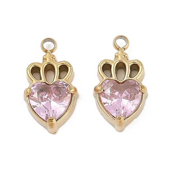 304 Stainless Steel Micro Pave Cubic Zirconia Pendants