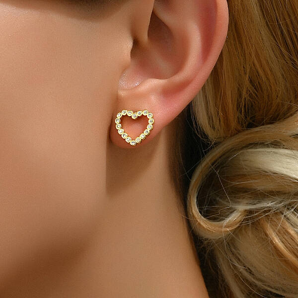 Elegant and Versatile Heart Brass Stud Earrings