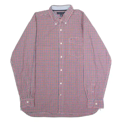 TOMMY HILFIGER Mens Shirt Red Check Long Sleeve L