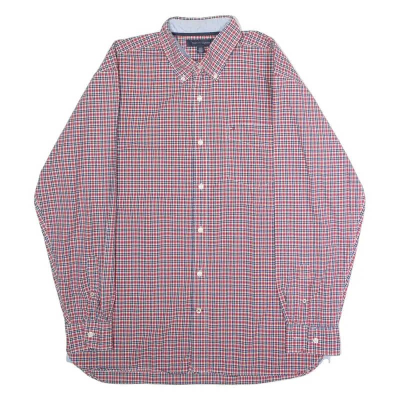 TOMMY HILFIGER Mens Shirt Red Check Long Sleeve L