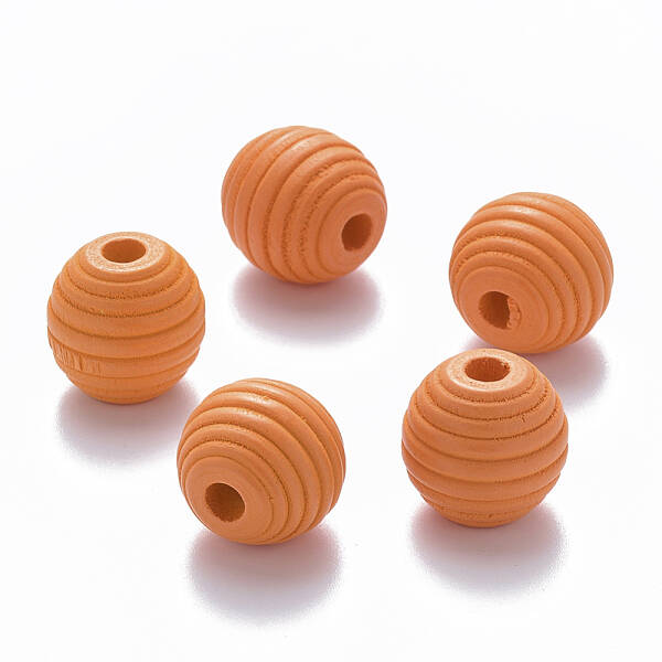 Painted Natural Wood Beehive European Beads