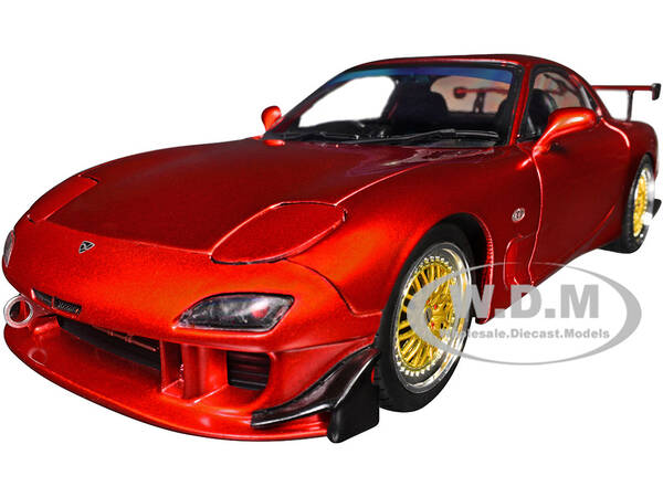 Mazda RX7 Type RS (FD3S) RHD (Right Hand Drive) Orange Metallic Pink Slips Series 1/18 Diecast Model Car by Jada