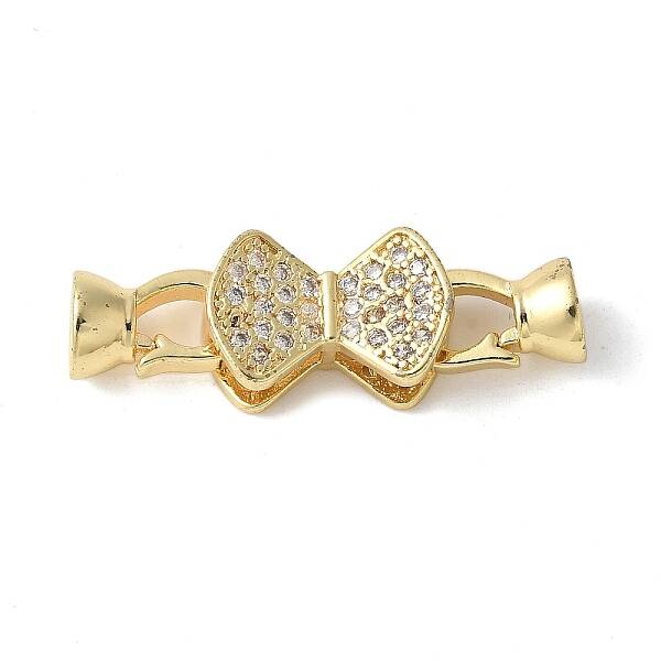 Brass Pave Clear Cubic Zirconia Fold Over Clasps