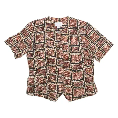 MAPSAY Womens Blouse Brown Crazy Pattern M