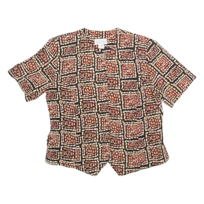 MAPSAY Womens Blouse Brown Crazy Pattern M