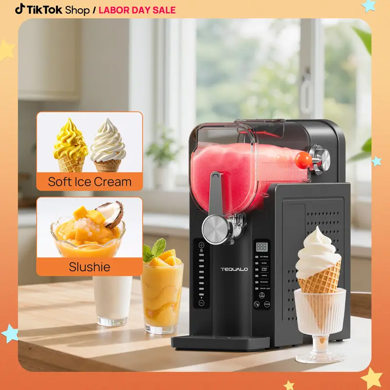 Slushie Machine,  TEQUALO AD03 Professional Slushy Machine& Soft Serve Ice Cream, No need ice, Frozen Drink Maker with Self-C...
