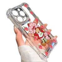 S-Strawberry Girly iPhone Cases Pink Shortcake Doll Phone Case For iPhone 16 15 14 13 12 11 Pro Max Plus Shockproof Transpare...