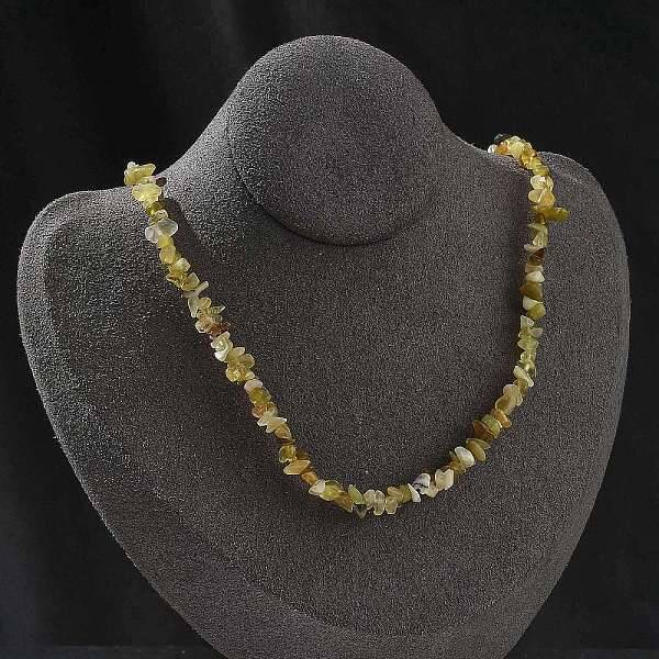Natural Yellow Opal Chip Beaded Necklaces for Men Women