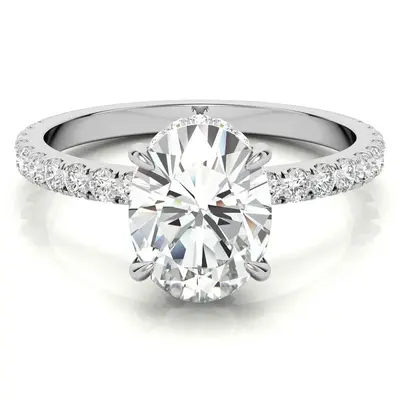 10K White Gold Oval Cut Moissanite Engagement Ring