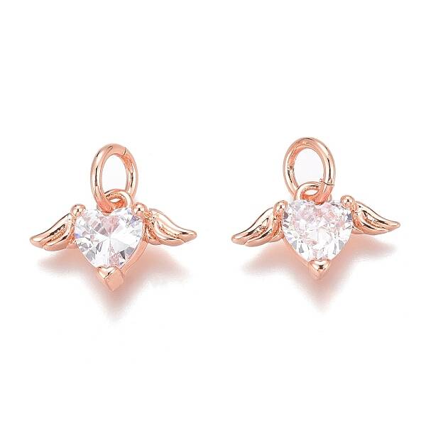 Brass Micro Pave Clear Cubic Zirconia Charms