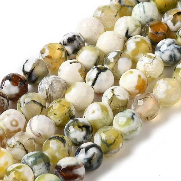 Dyed & Heated Natural Fire Crackle Agate Beads Strands