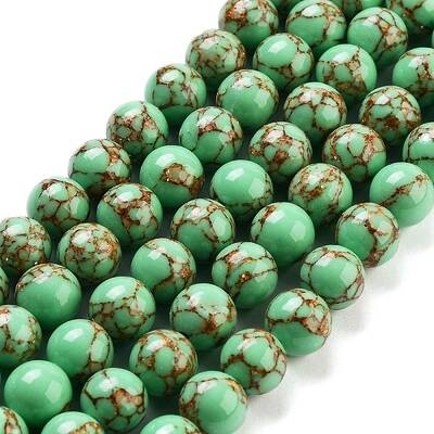 Synthetic Gold Line Turquoise Beads Strands