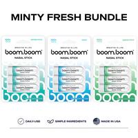 BoomBoom Minty Fresh Bundle: 3 Packs of Minty Nasal Sticks (Spearmint, Mint, Wintermint) | Powerful Essential Oils with Vapor...