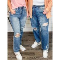 Judy Blue Rosalie Rigid Magic Distressed High Rise Straight Leg Jeans