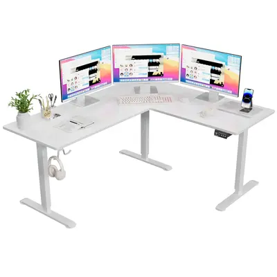 Furmax L Shaped Standing Desk Adjustable Corner Stand up Desk 63 x 55 Inch Electric Standing Computer Workstation with Preset...