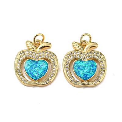 Brass Micro Pave Cubic Zirconia with Synthetic Opal Pendants