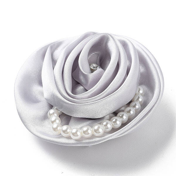 Flower Cloth with Plastic Pearl Brooch Pin
