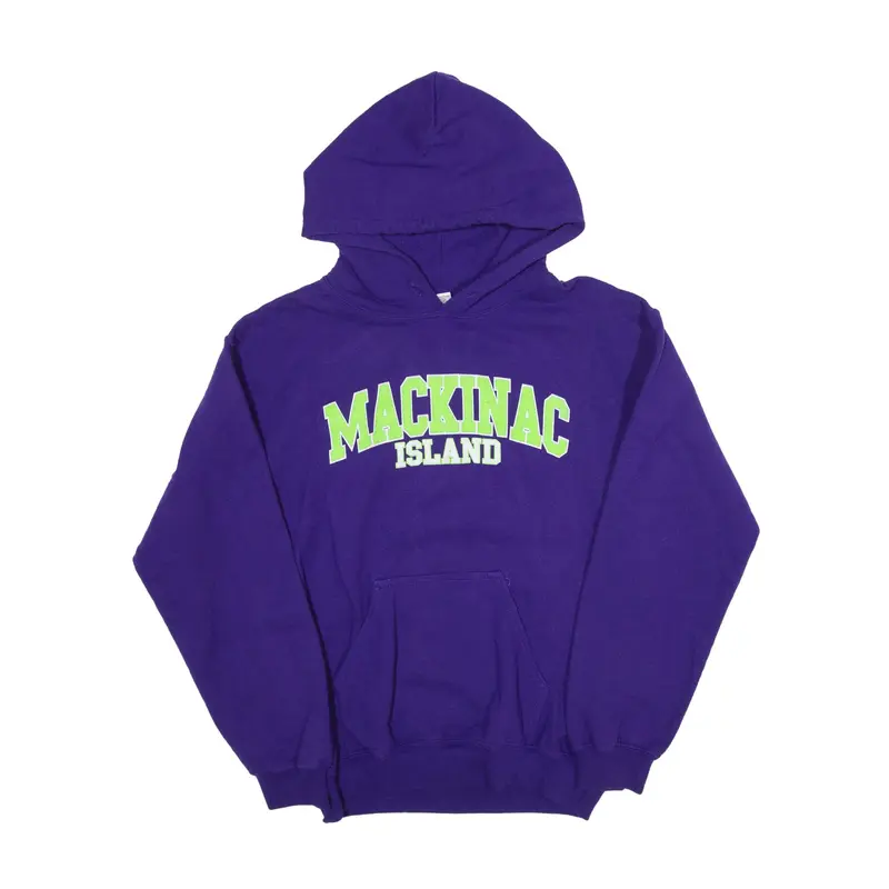 GILDAN Mackinac Island USA Hoodie Purple Pullover Womens S