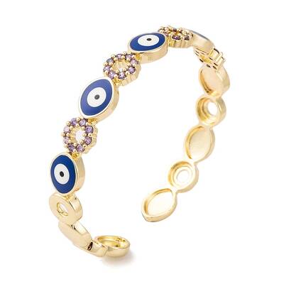 Brass Pave Cubic Zirconia Open Cuff Bangles for Women