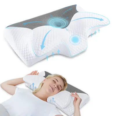 Homca Queen Size Contour Comfortable Pillow for Back Side Sleepers, Memory Foam Neck Pillow (With Pillowcase) springtok