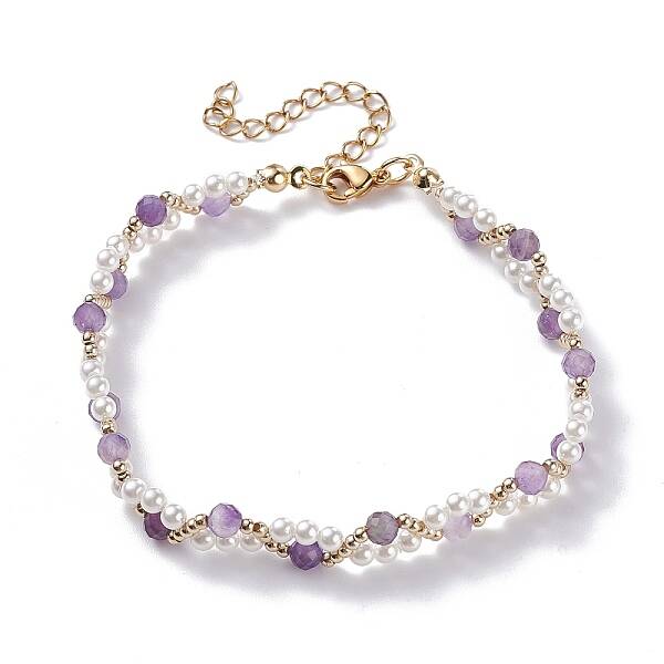 Natural Amethyst & Shell Pearl Beaded Bracelets