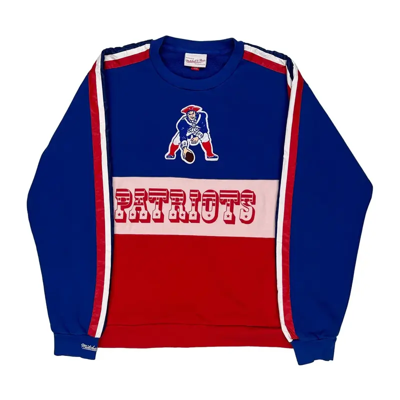 New England Patriots Mitchell & Ness Nfl Sweatshirt - XL Block Colour Cotton