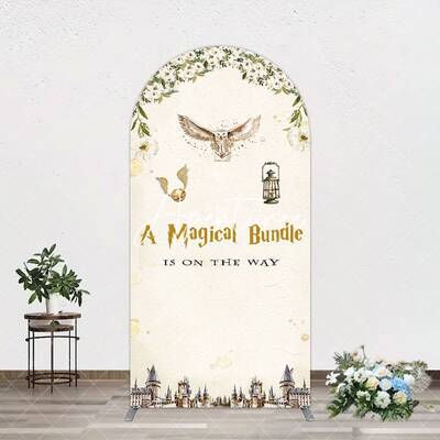 Aperturee White Floral Magical Bundle Baby Shower Arch Backdrop, 1.6X4FT(0.5X1.2M), 38.18 USD, arch backdrop kit, GWHIPS0102-...