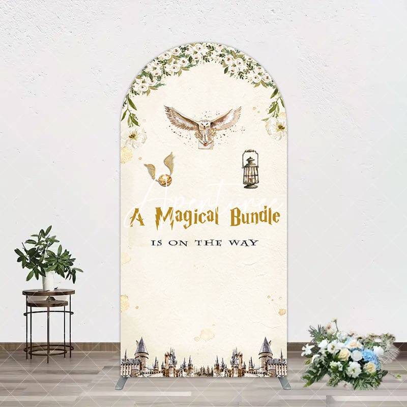 Aperturee White Floral Magical Bundle Baby Shower Arch Backdrop, 1.6X4FT(0.5X1.2M), 38.18 USD, arch backdrop kit, GWHIPS0102-...