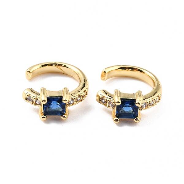 Brass Micro Pave Cubic Zirconia Cuff Earrings