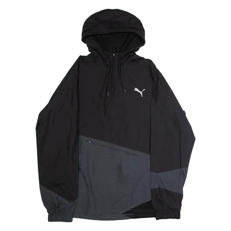 PUMA Mens Pullover Jacket Black Hooded Colourblock XL