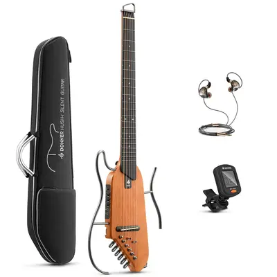 【openbox】Donner HUSH I Acoustic-Electric Guitar Kit for Travel Practice - Mahogany Natural