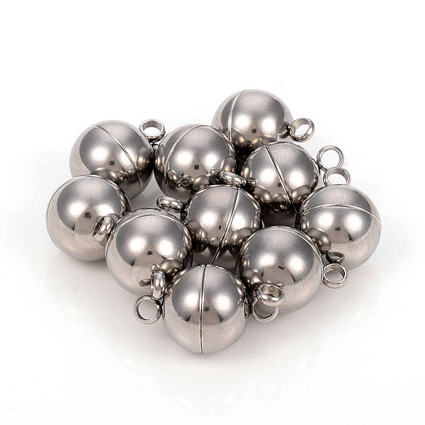 Tarnish Resistant 201 Stainless Steel Magnetic Clasps with Loops