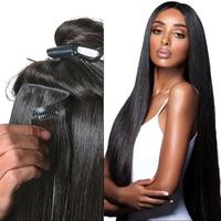 LUVME 100% Virgin Human Hair Extensions Seamless & Invisible Edge Straight, Body Wave, Kinky Curly, Yaki Straight, Messy Burm...