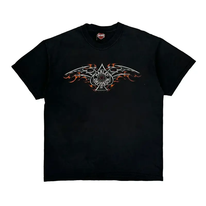Harley Davidson Graphic T-Shirt - Large Black Cotton