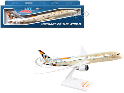 Boeing 787-9 Dreamliner Commercial Aircraft Etihad Airlines (A6-BLA) Beige with Tail Graphics (Snap-Fit) 1/200 Plastic Model ...