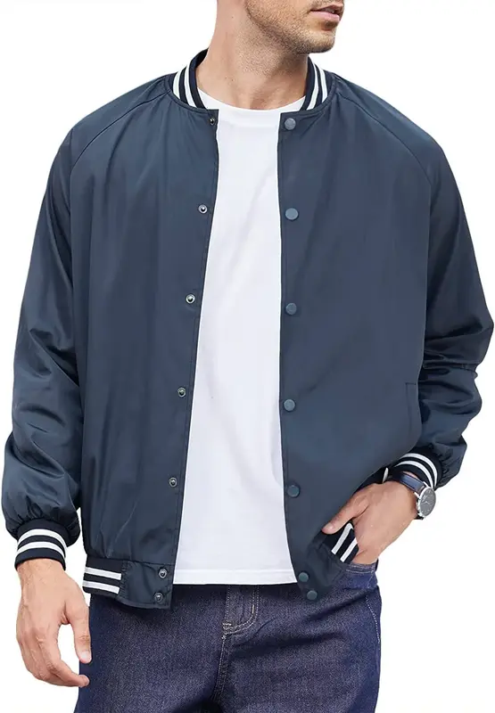 Varsity Lightweight Baseball Bomber Jackets (US Only), Navy Blue / XXXL